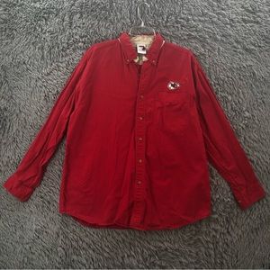 RSA Kansas City Chiefs Shirt Football Mens Large Embroidered Logo Button Up